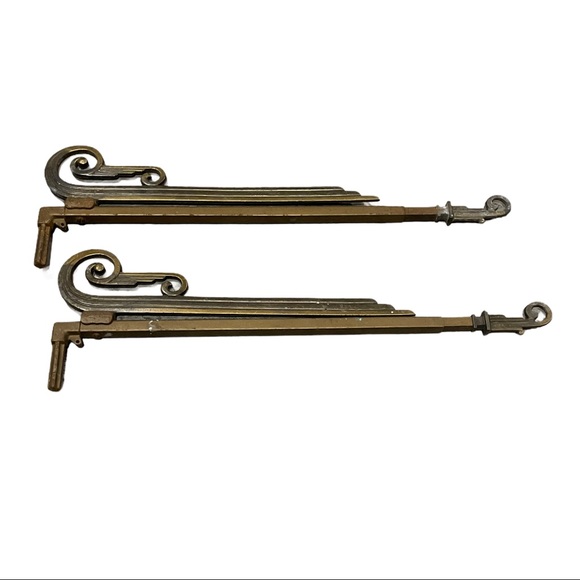 Antique Swing Arm Brass Curtain Rods Art Nouveau
